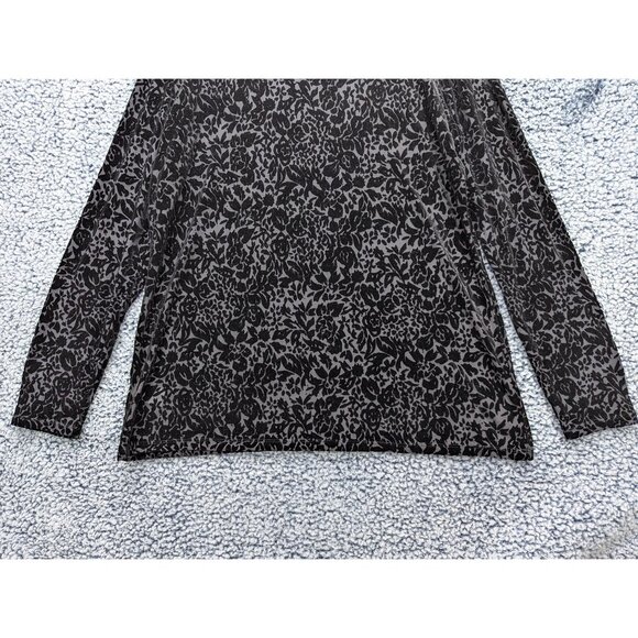 HANNAH Burnout Velvet Dark Floral Top Size XL Long Sleeve 90s Whimsigoth Black - Picture 6 of 10